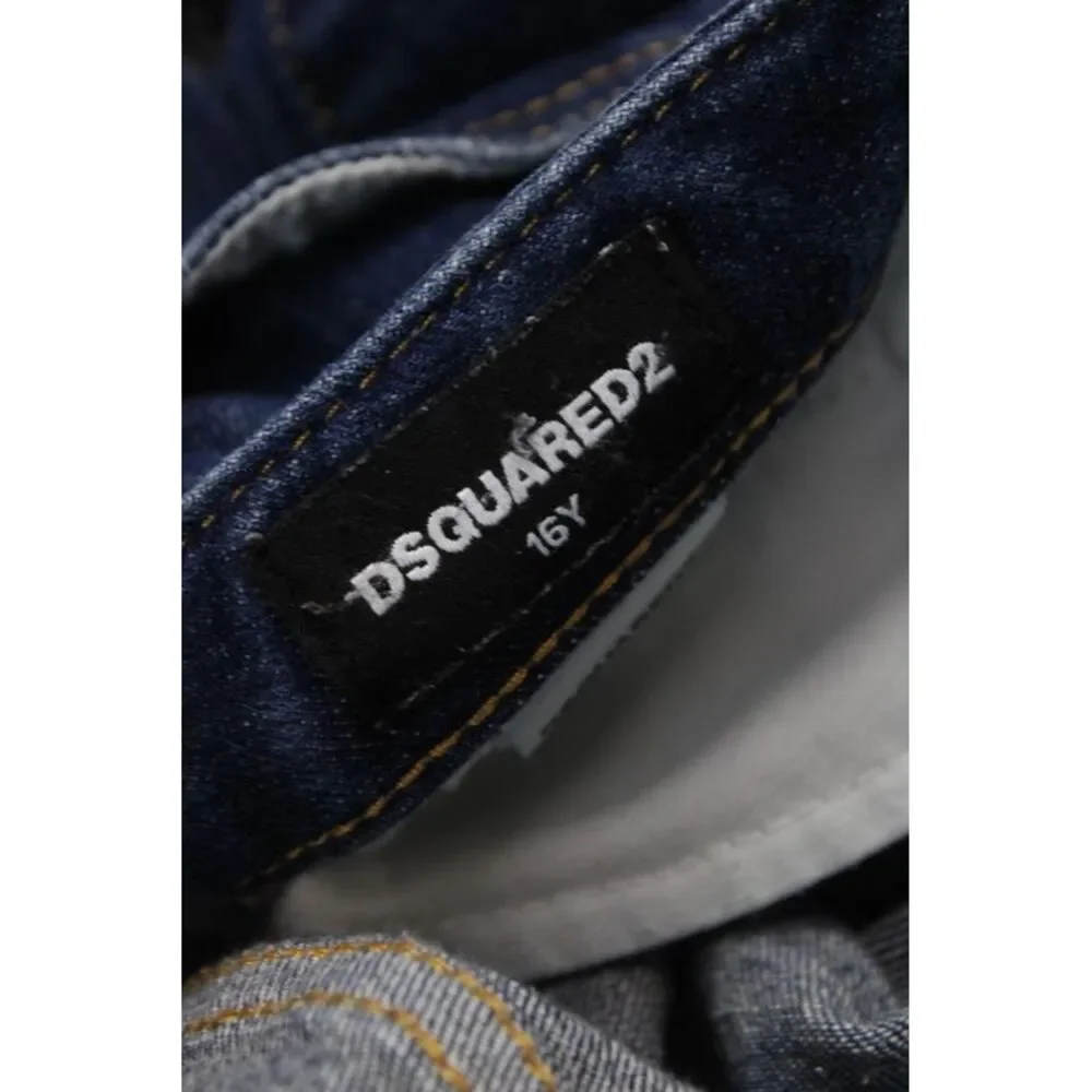 Dsquared2 Girls Button Fly Distressed Dark Wash Cropped Jeans Blue Size 16
